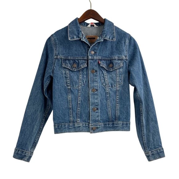 Vintage Levi's Denim Jean Trucker Jacket Womens Size XS Made in Great Britain - Picture 4 of 11